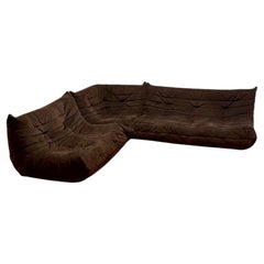 Michel Ducaroy, Ligne Roset, Mid-Century Modern, Togo Sofa Set, Brown Suede