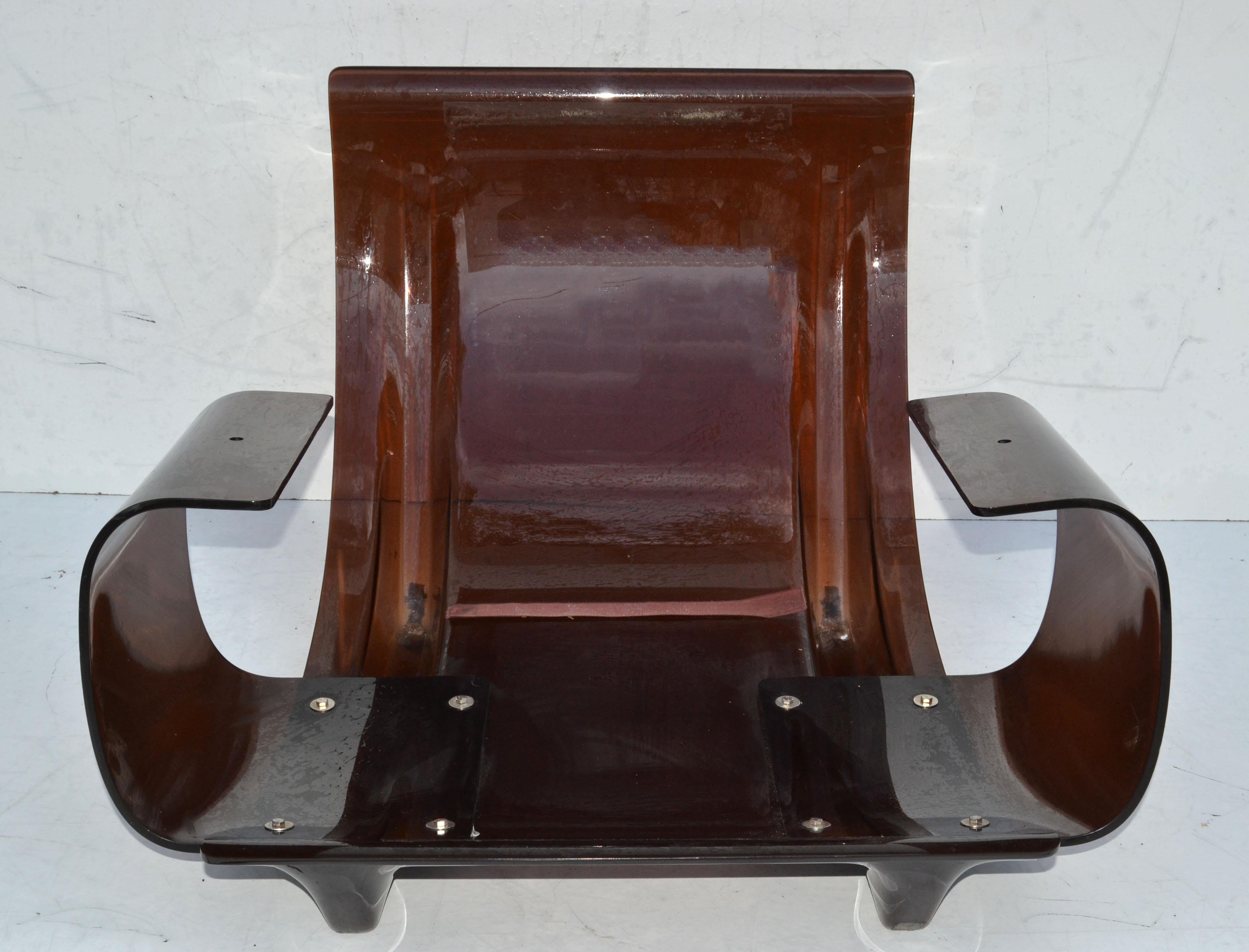 2 chaises longues et pouf en Ultra-Suede & Bronze Lucite de Michel Ducaroy 'Marsala' en vente 6