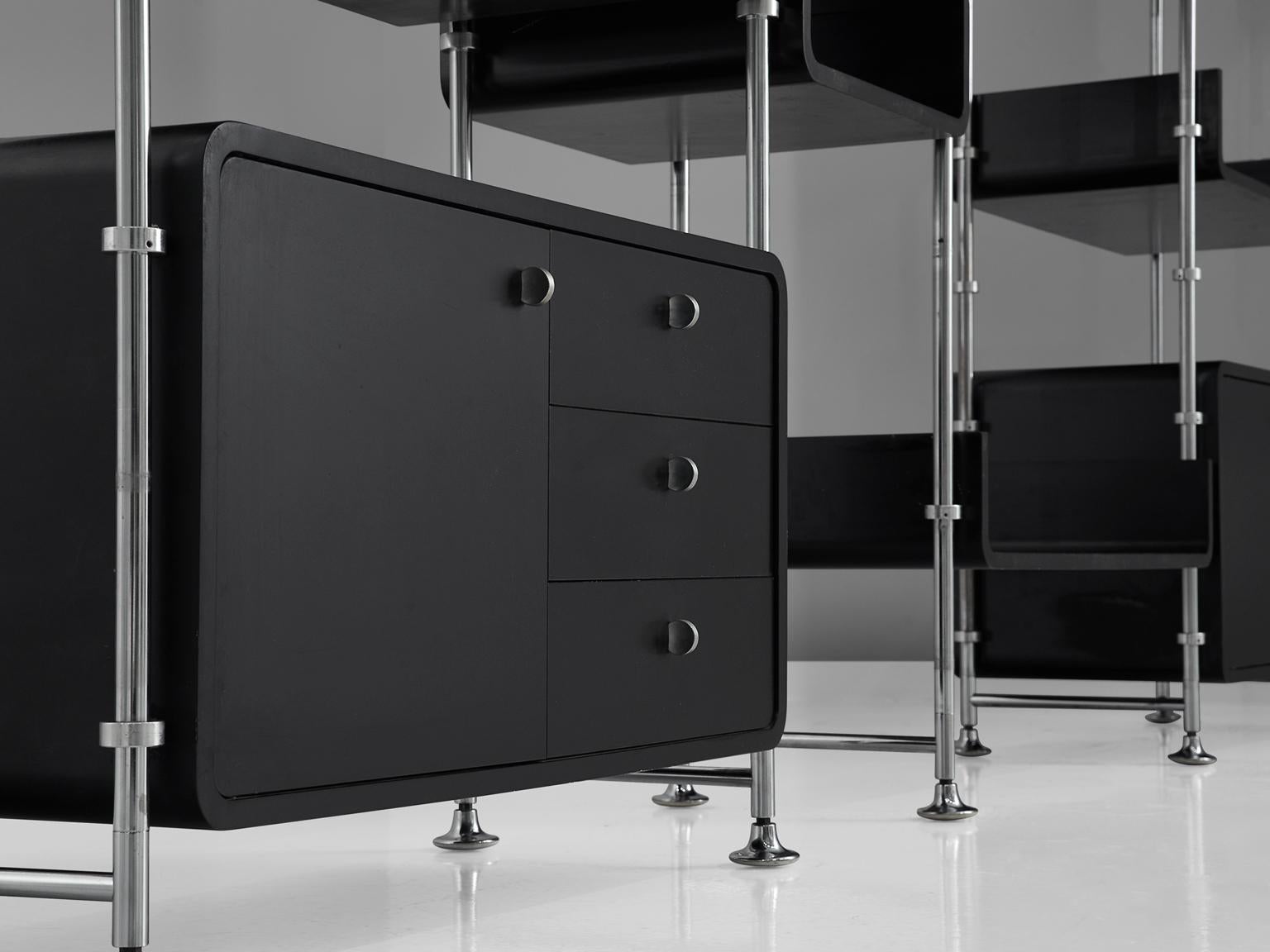 Michel Ducaroy Modular Wall Unit in Black In Good Condition In Waalwijk, NL