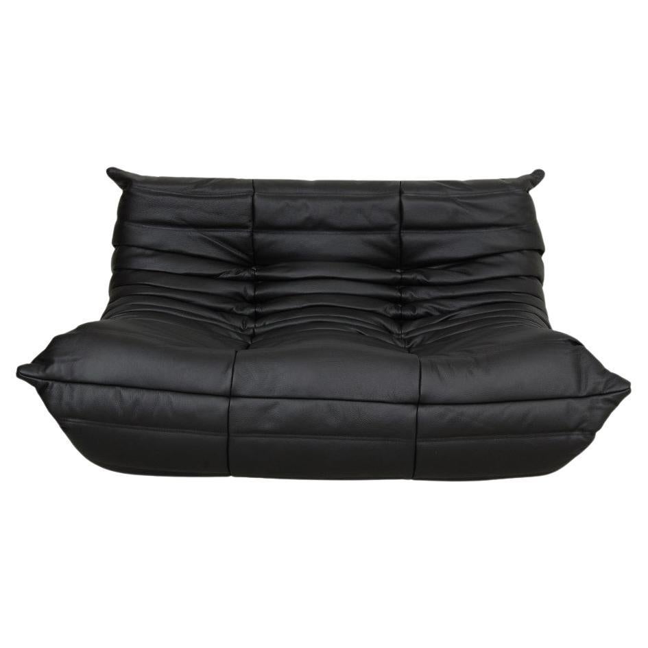 Michel Ducaroy Togo 2.Pers Sofa Reupholstered in Black Leather