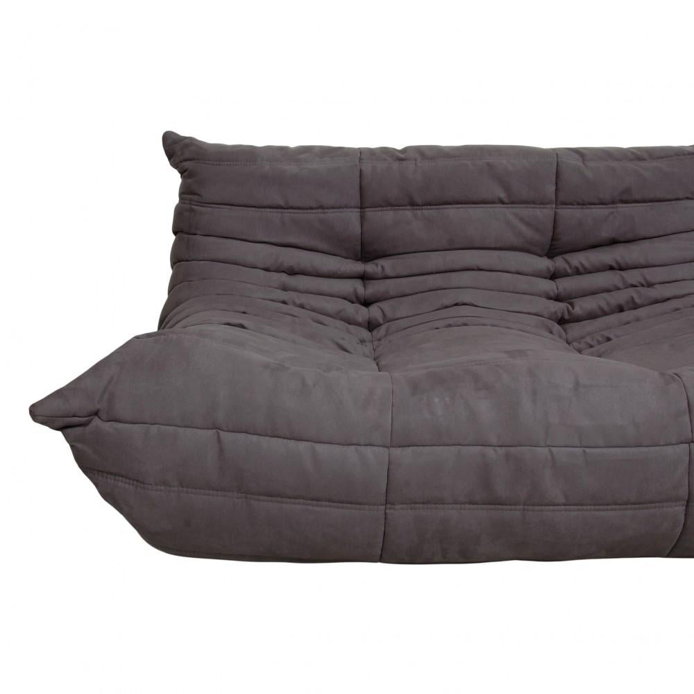 Danish Michel Ducaroy Togo 2.Pers Sofa Reupholstered in Grey Alcantara Fabric