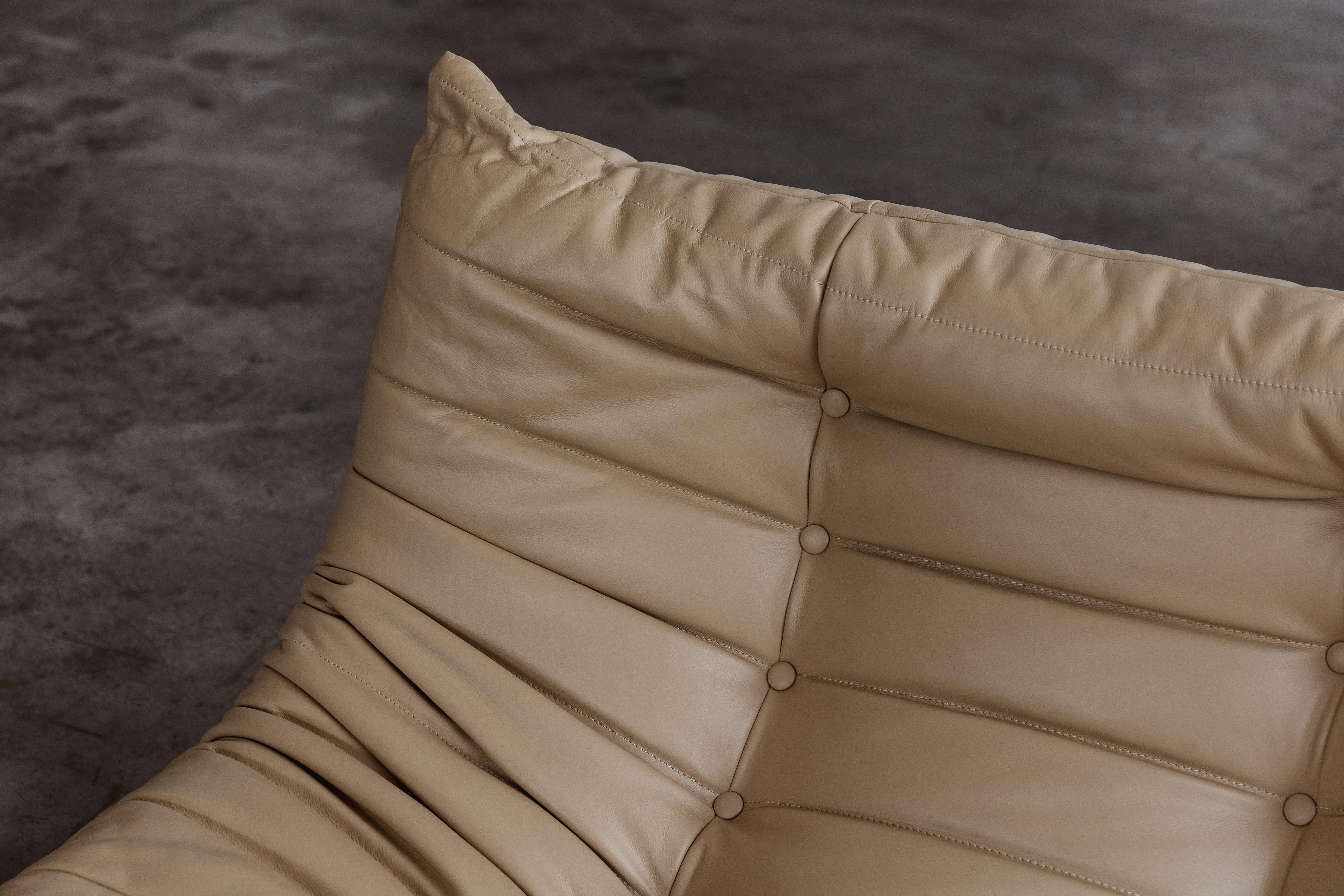Leather Michel Ducaroy “Togo” Modular Sofa for Ligne Roset, 1973, Set of 4 For Sale
