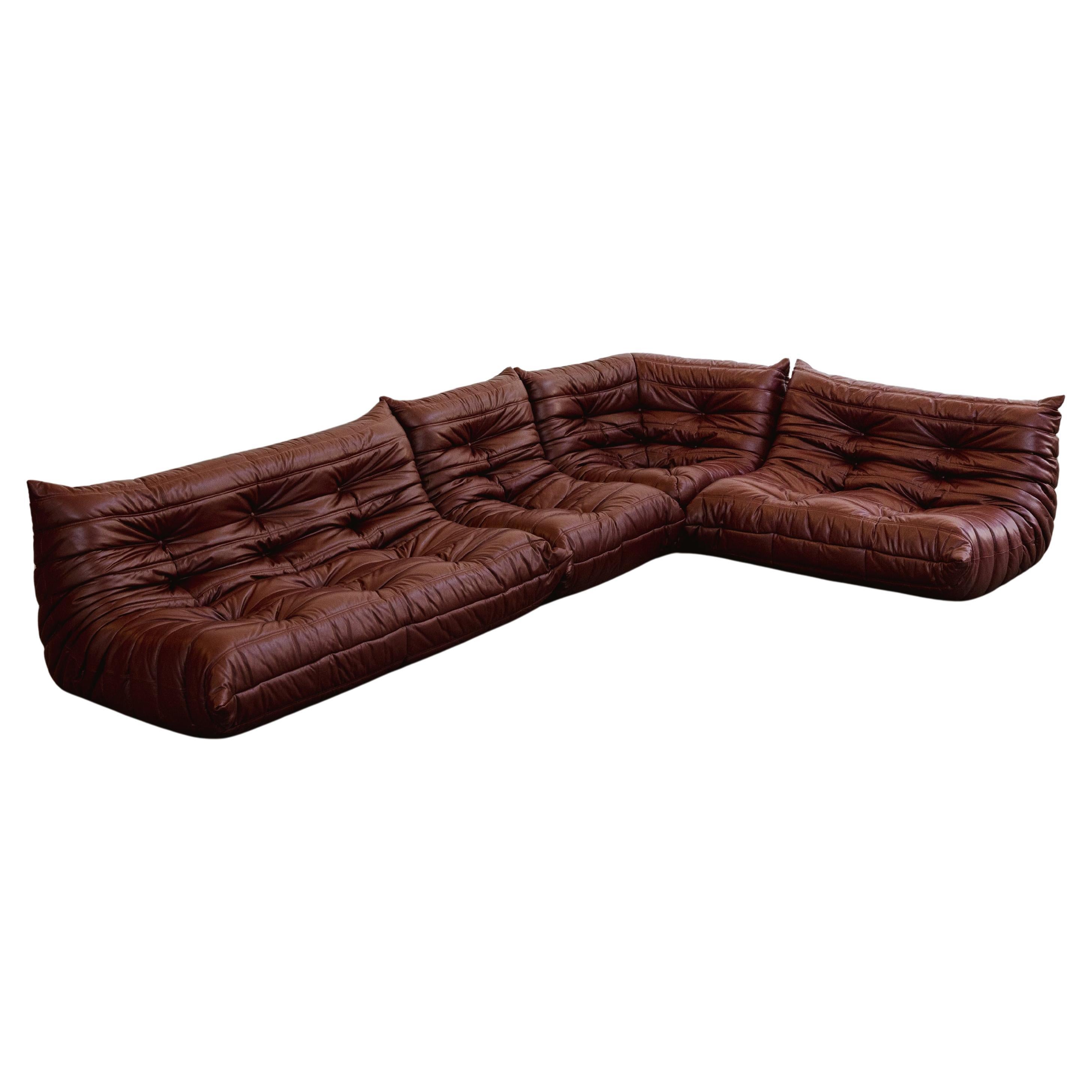 Modulares Sofa von Michel Ducaroy Togo für Ligne Roset, Burgunderrot, 1973, 4er-Set
