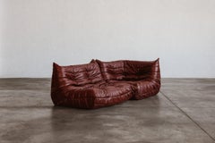 Michel Ducaroy “Togo” Modular Sofa for Ligne Roset, Burgundy, 1973, Set of 2
