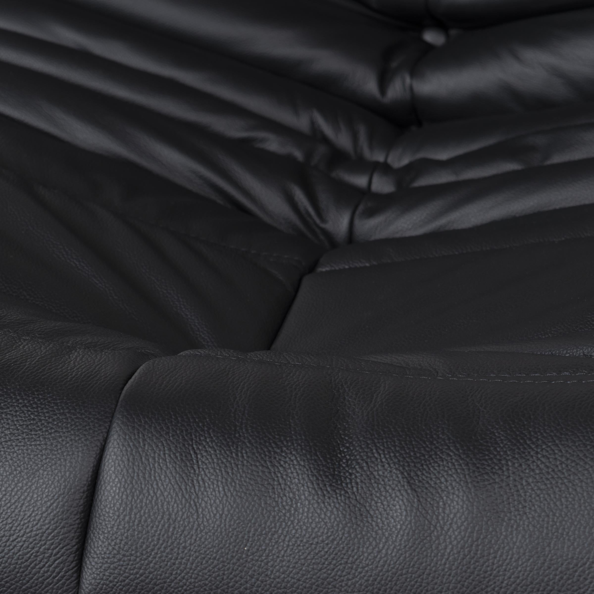 Michel Ducaroy Togo One-Seat Sofa in Black Leather for Ligne Roset, 1973 7