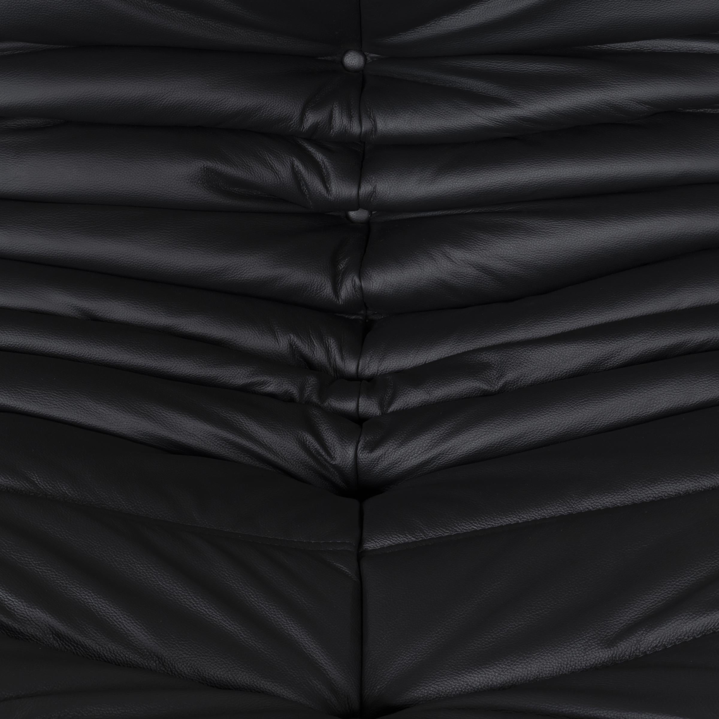 Michel Ducaroy Togo One-Seat Sofa in Black Leather for Ligne Roset, 1973 9