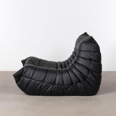 Michel Ducaroy Togo One-Seat Sofa in Black Leather for Ligne Roset, 1973