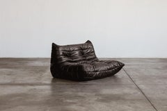 Michel Ducaroy “Togo” Two Seater Sofa for Ligne Roset, Black Leather, 1973