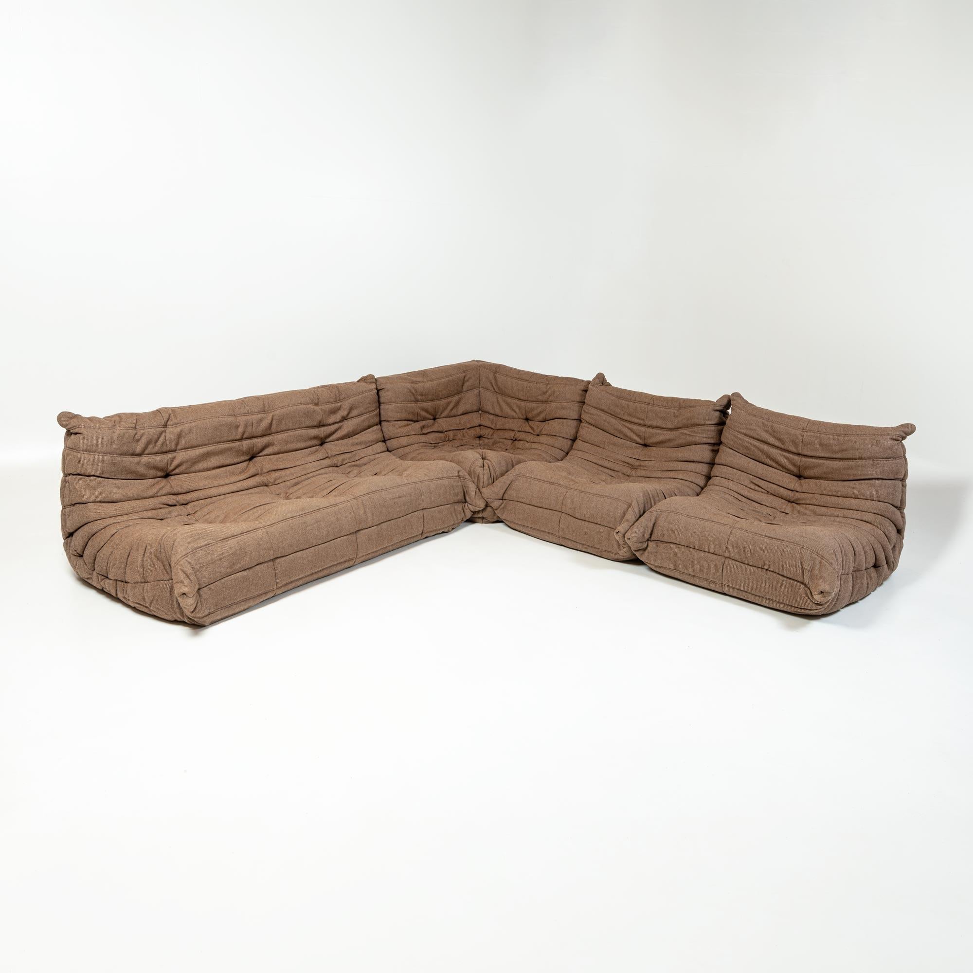 Other Michel Ducaroys For Ligne Roset Togo Three Seater Sofa in Brown Coduroy
