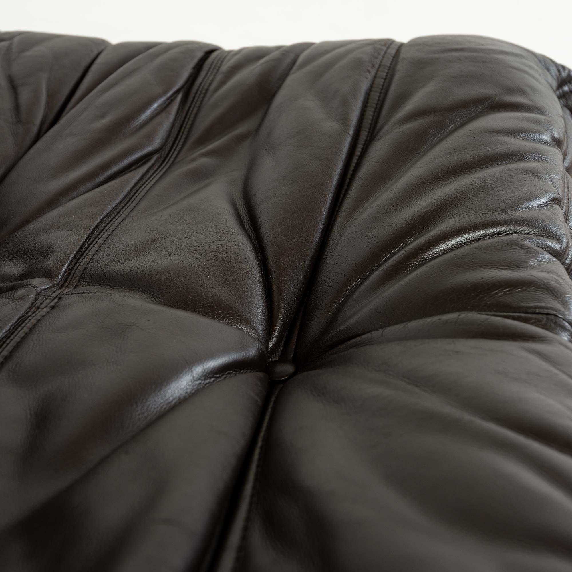 Michel Ducaroy's Togo Fireside Chair in Original Dark Chocolate Leather 4