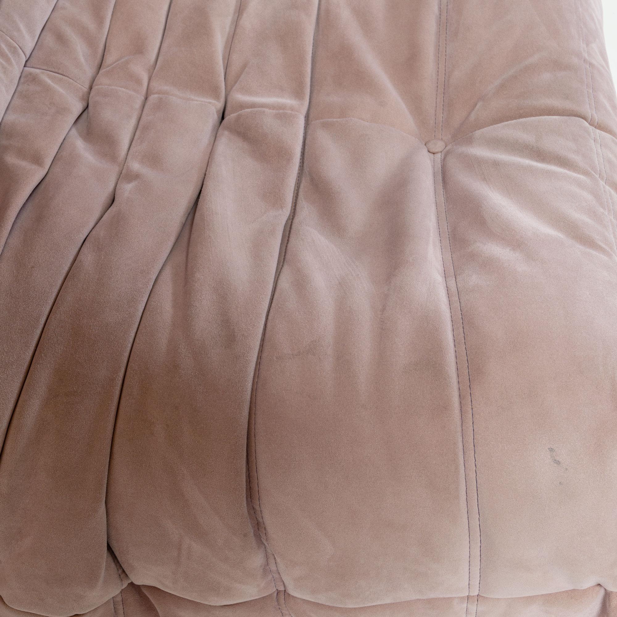 Michel Ducaroy's Togo Loveseat in Dusty Pink Bloom Alcantara 1