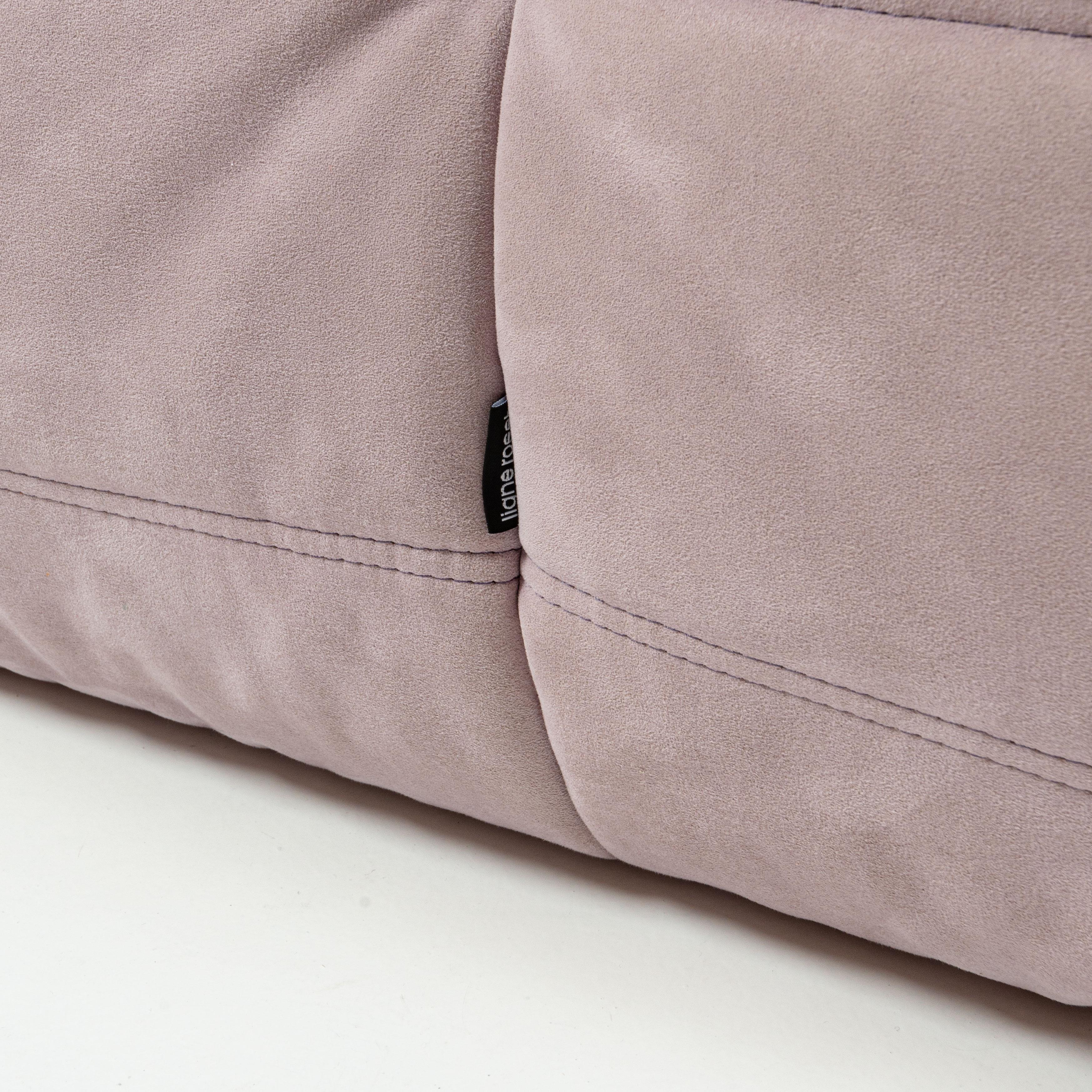 French Michel Ducaroy's Togo Loveseat in Dusty Pink Bloom Alcantara