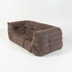 Michel Ducaroy's Togo Sofa with Arms in Brown Perforated Alcantara