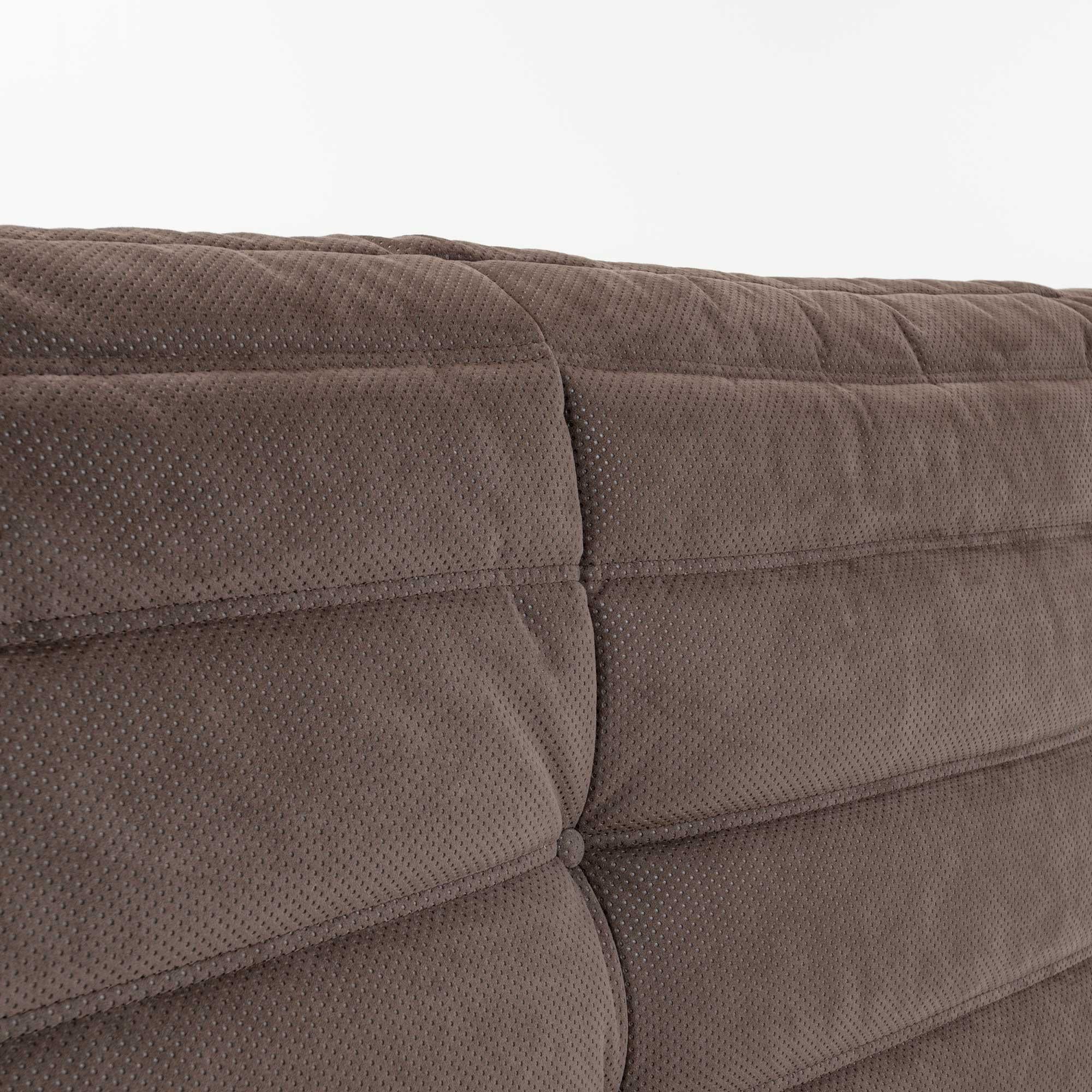 Organic Modern Michel Ducaroy's Togo Sofa with Arms in Brown Perforated Alcantara