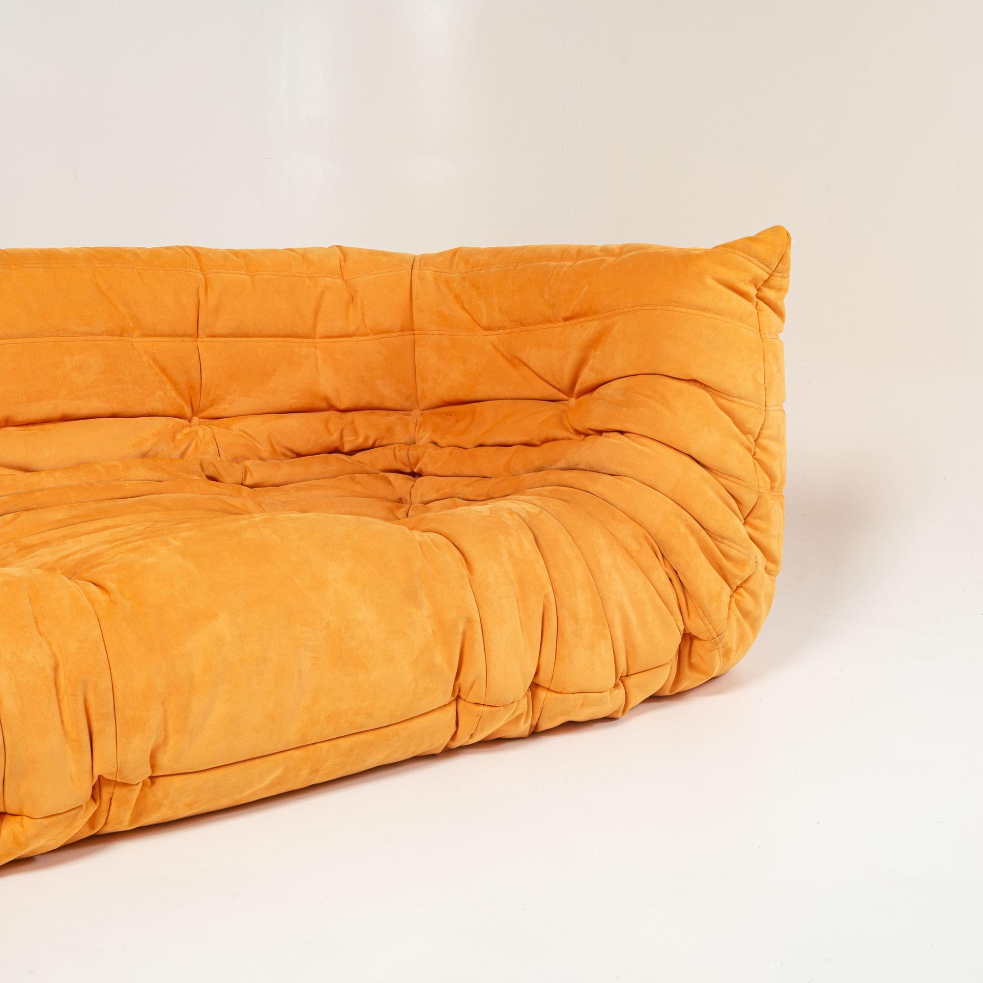 Organic Modern Michel Ducaroy's Togo Sofa with Arms in Curry Alcantara