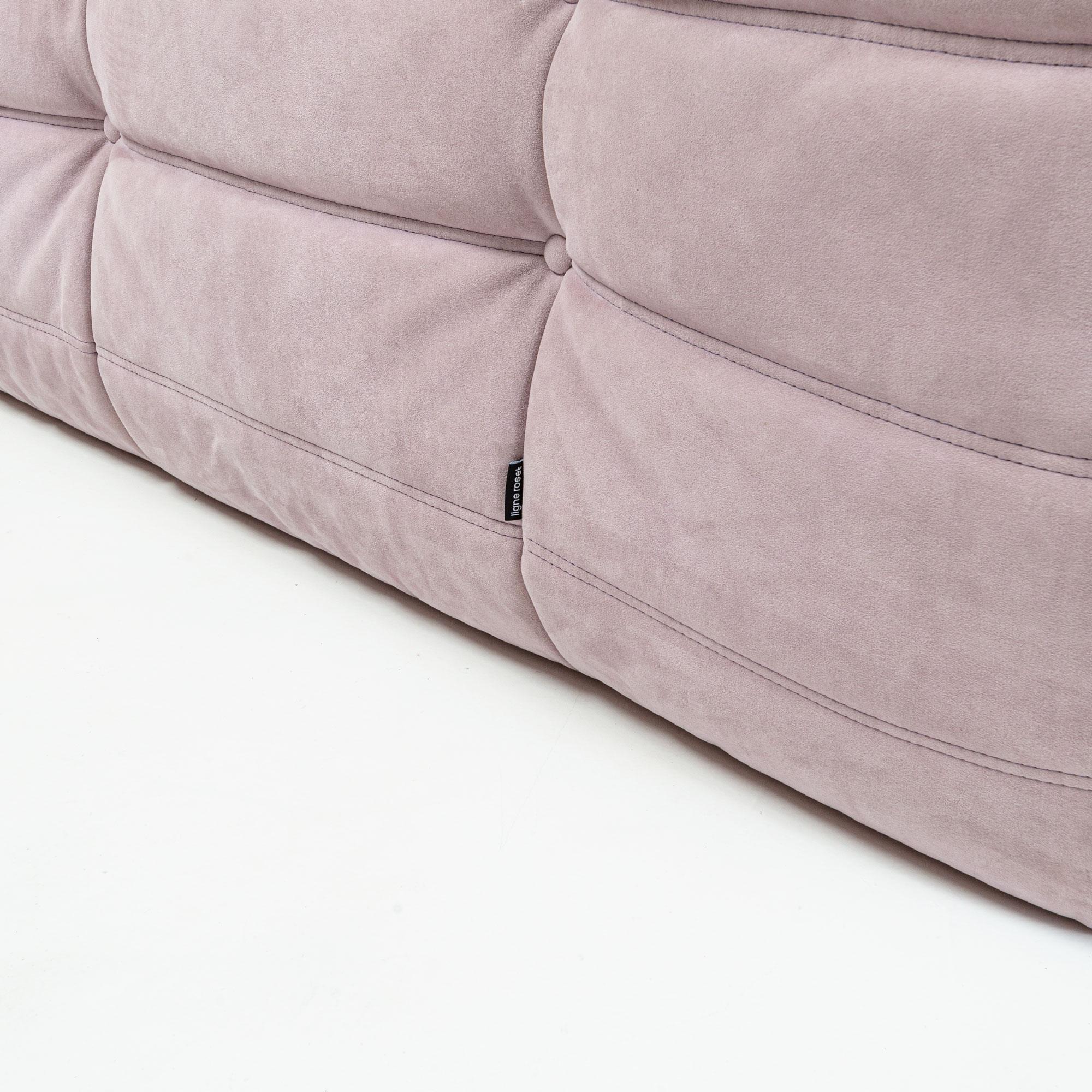 French Michel Ducaroy's Togo Three Seater Sofa in Dusty Pink Bloom Alcantara