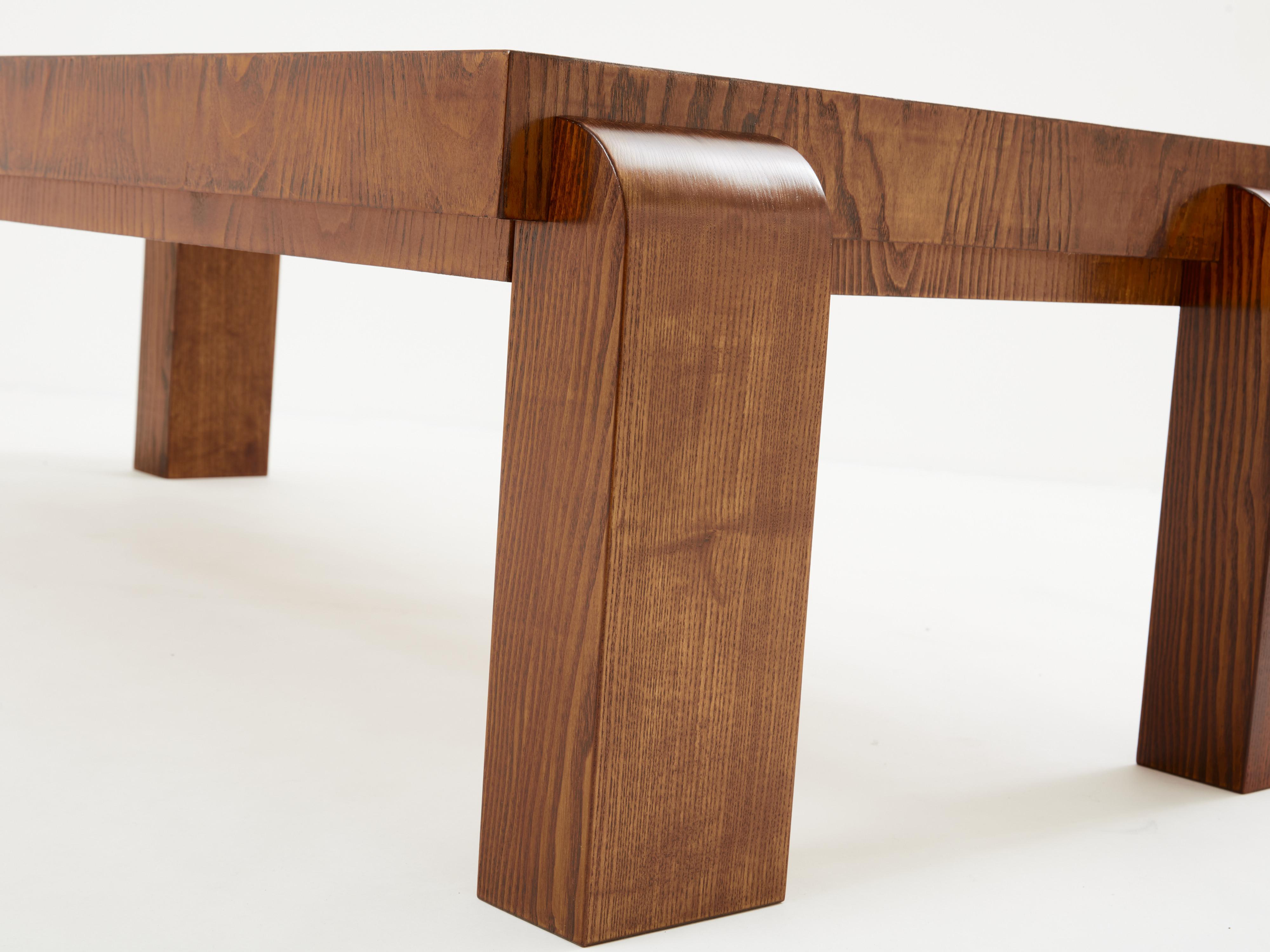 Michel Dufet modernist ashwood coffee table 1930 In Good Condition For Sale In Paris, IDF