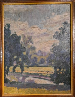 Early 20th C. Barbizon School, The Riverbank. Oil on board.