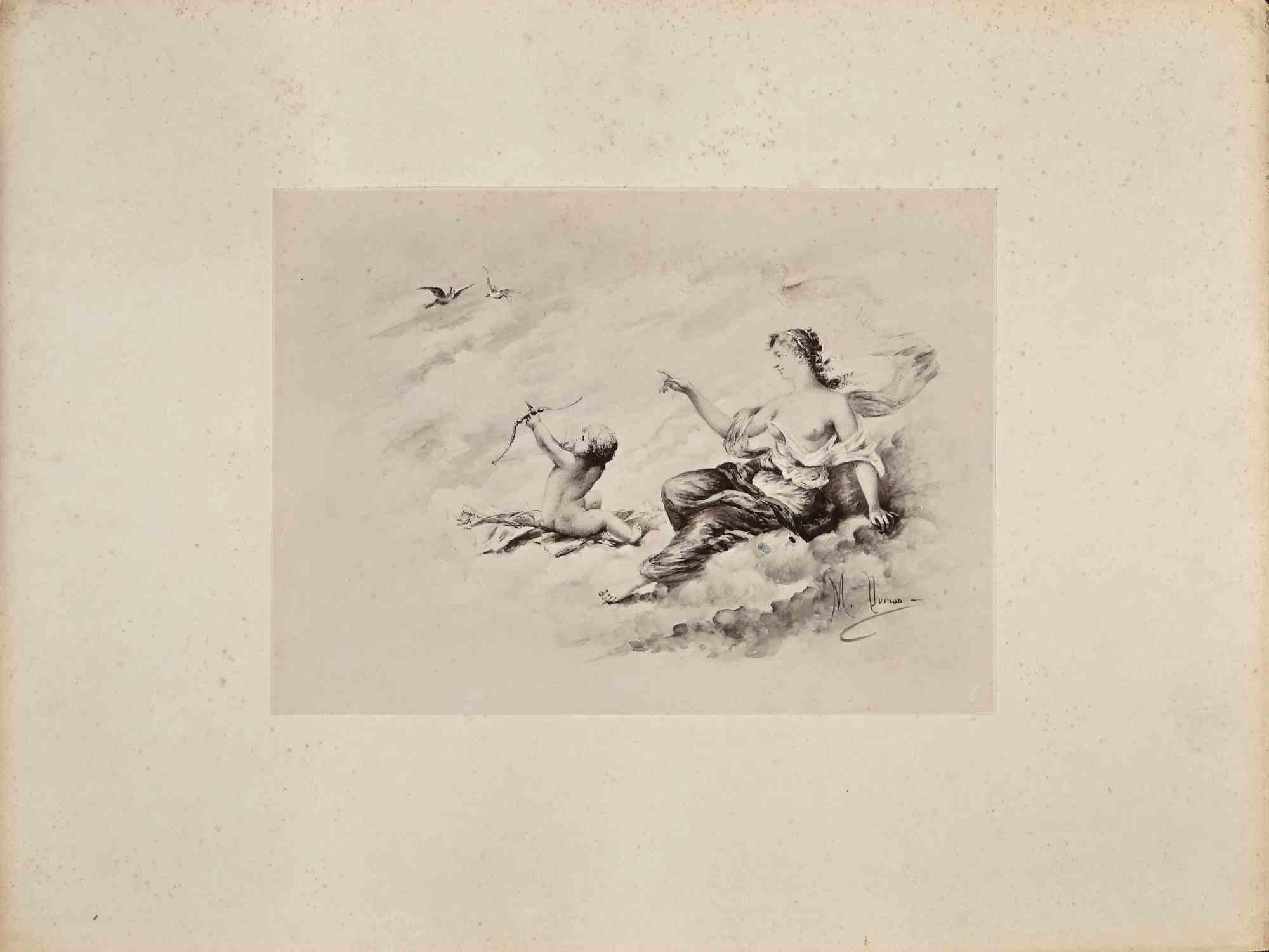 Cupid und Venus – Originalfotografie von Michel Dumas – 19. Jahrhundert