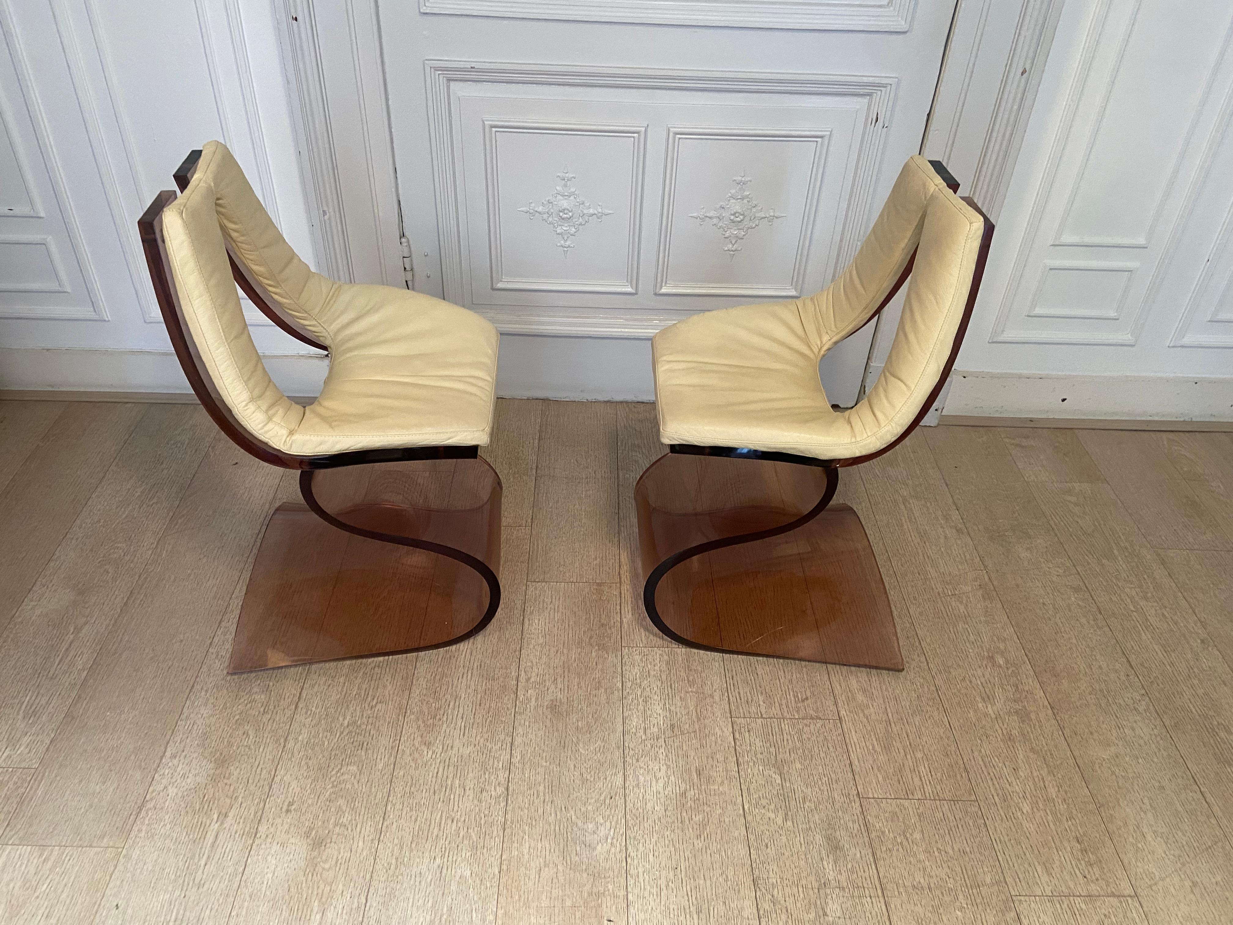 Michel Dumas Chairs, Plexiglass, 1970s For Sale 6
