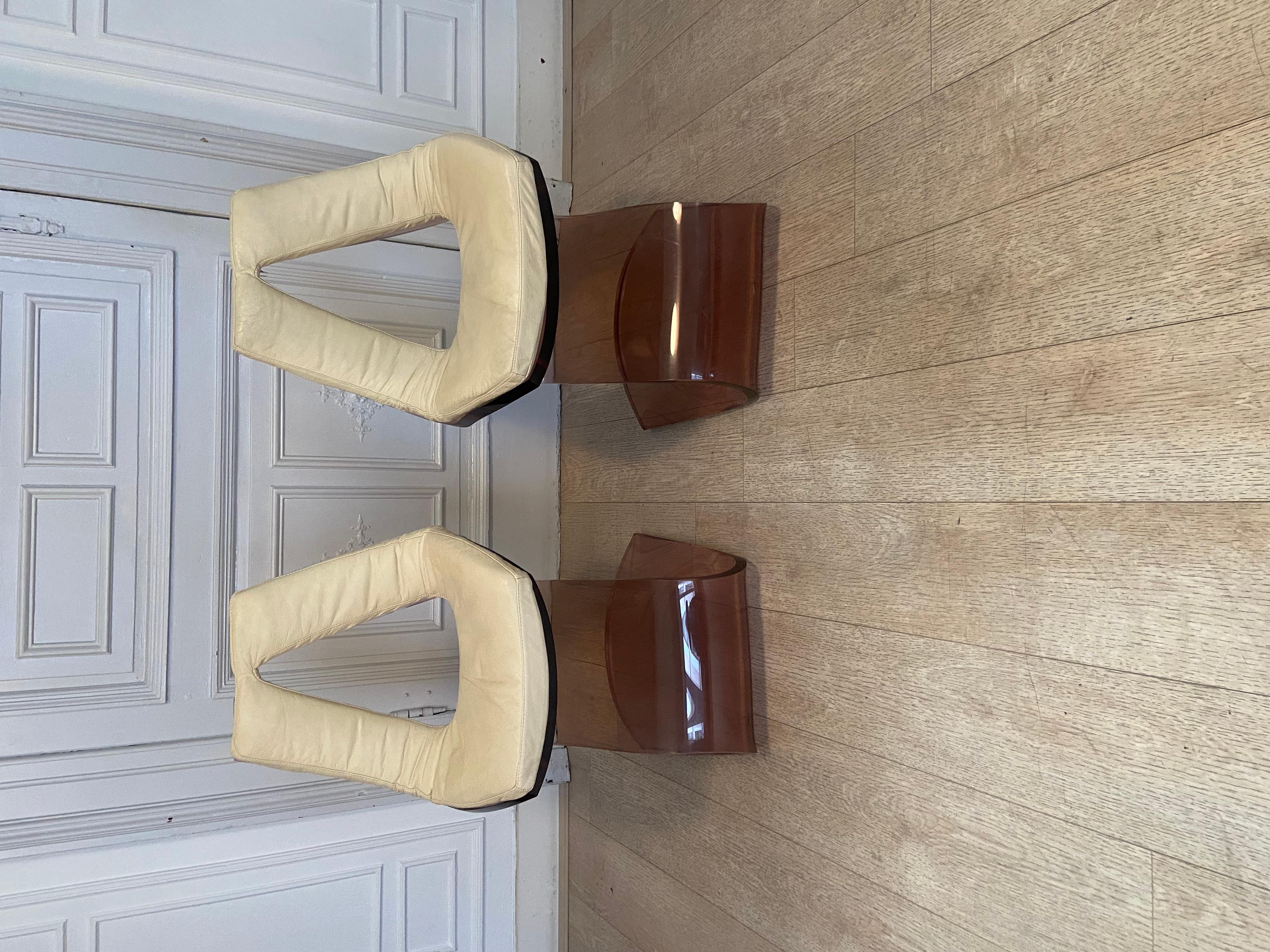 20th Century Michel Dumas Chairs, Plexiglass, 1970s For Sale