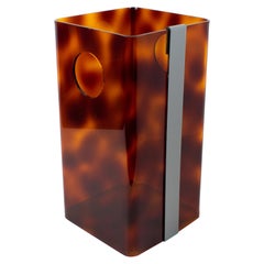 Michel Dumas for Roche Bobois 1970s Tortoise Lucite Paper Waste Basket