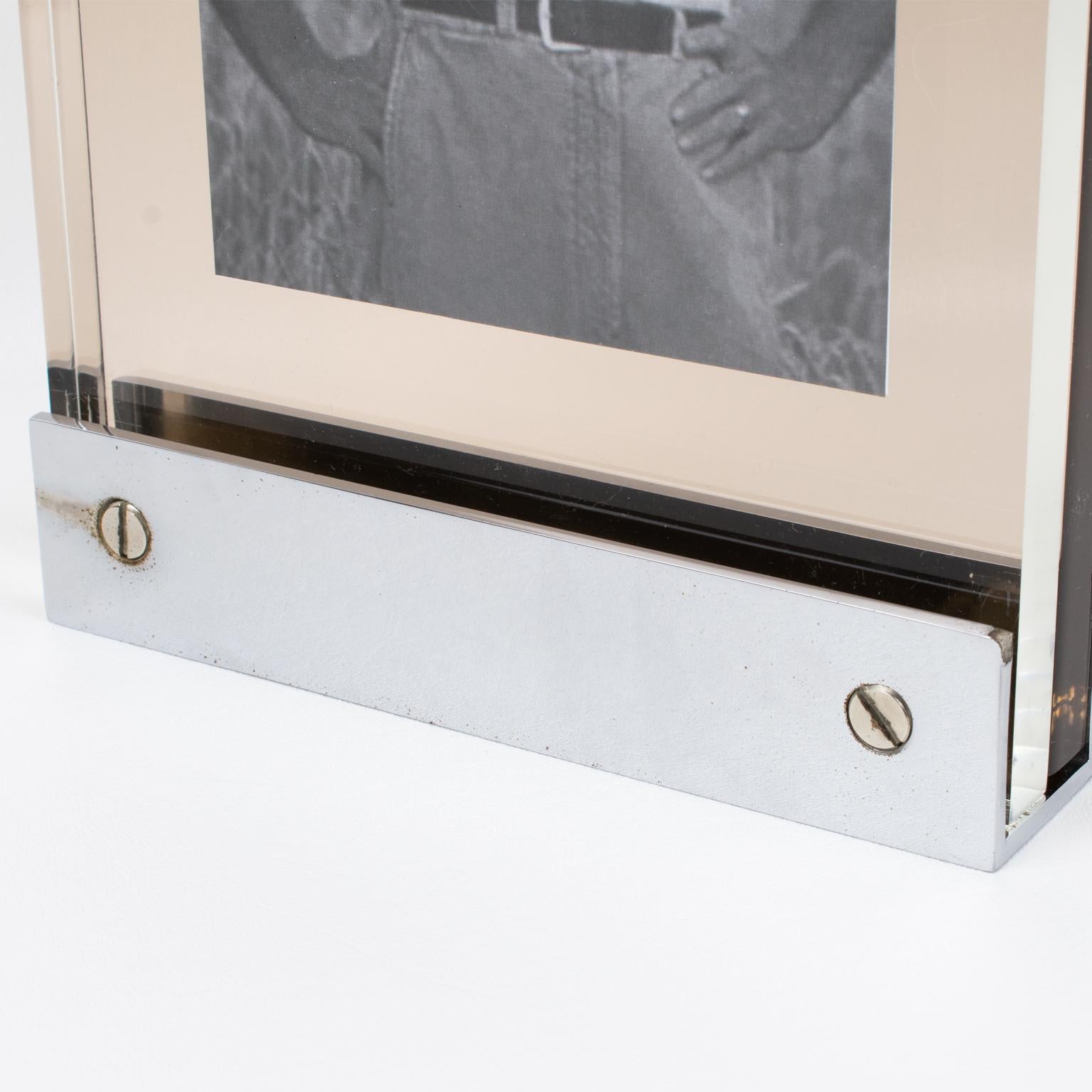 Michel Dumas for Roche Bobois Chrome and Lucite Picture Frame For Sale 1
