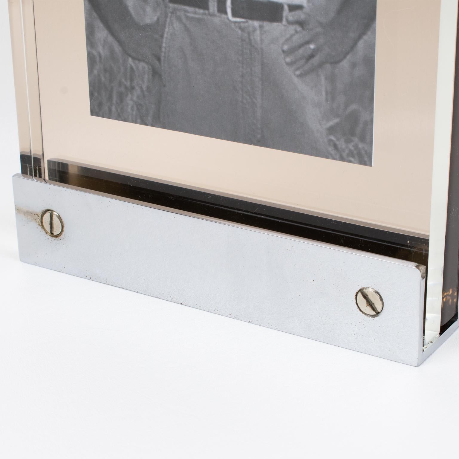 Michel Dumas for Roche Bobois Industrial Chrome and Lucite Picture Frame, 1960s For Sale 2