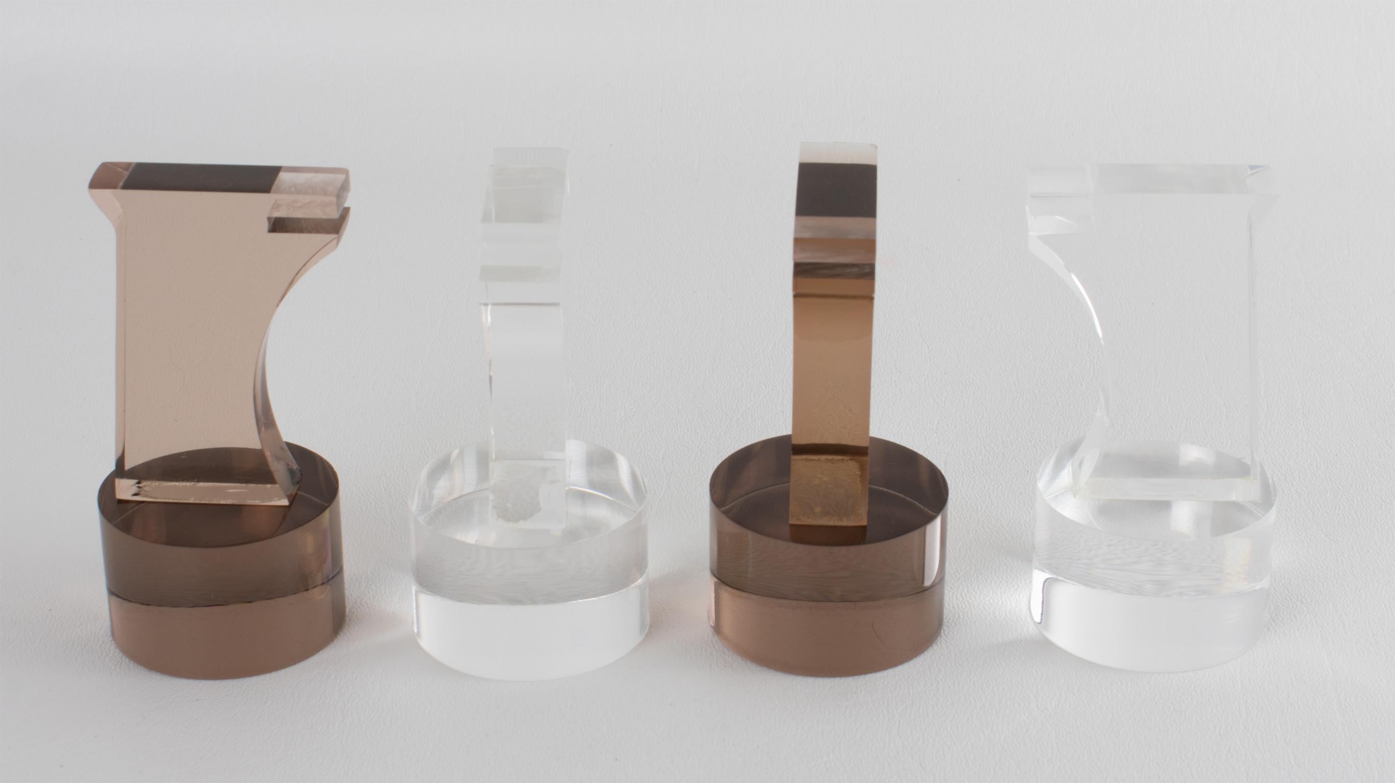 Juego de ajedrez de plexiglás y aluminio Michel Dumas para Roche Bobois, hacia 1970 en venta 5