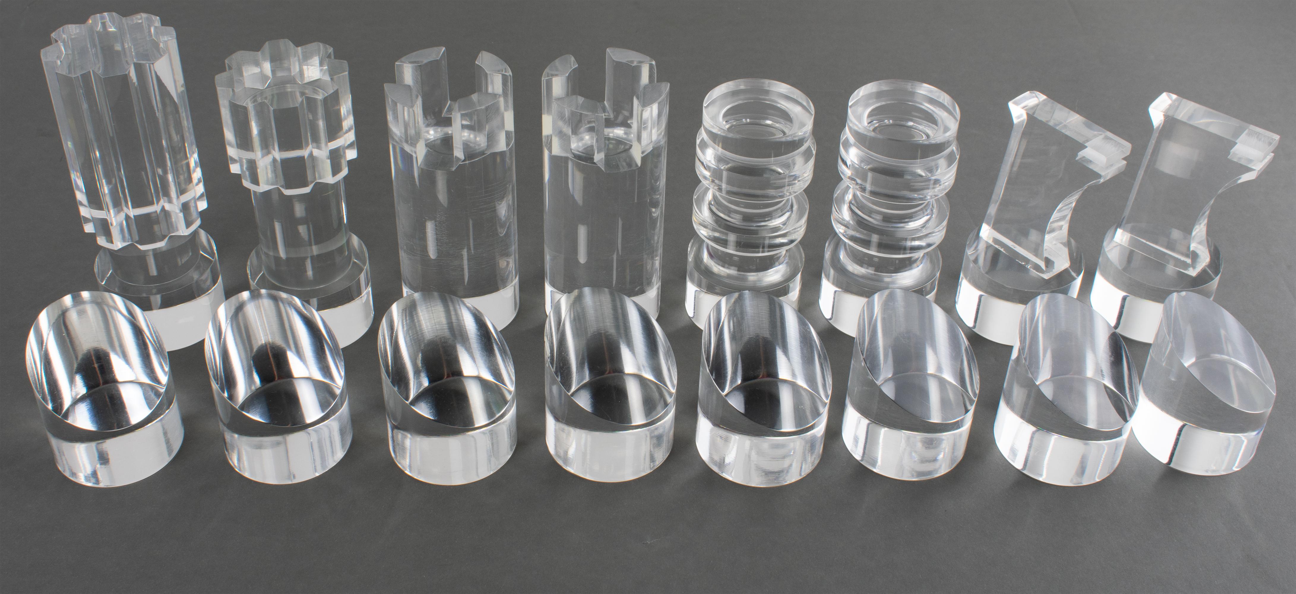 Juego de ajedrez de plexiglás y aluminio Michel Dumas para Roche Bobois, hacia 1970 Metal en venta