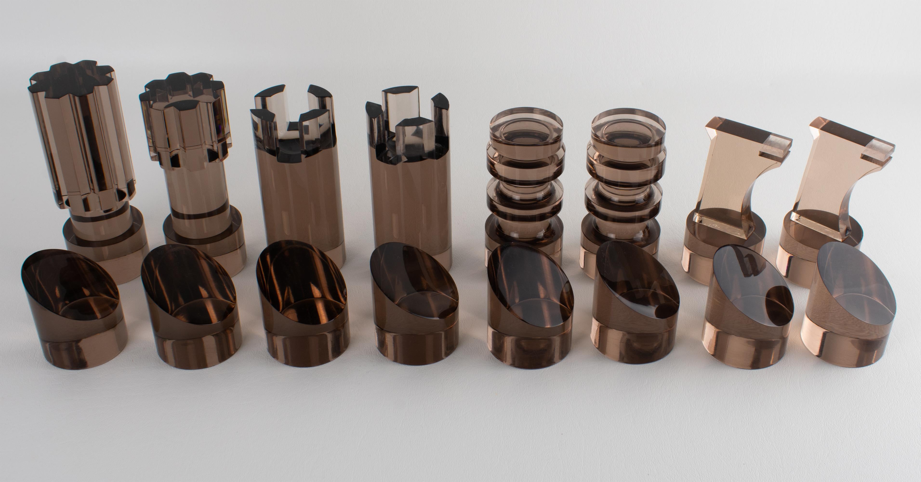 Juego de ajedrez de plexiglás y aluminio Michel Dumas para Roche Bobois, hacia 1970 en venta 1