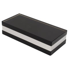 Vintage Michel Dumas for Roche Bobois Smoked Gray Lucite and Chrome Lidded Box
