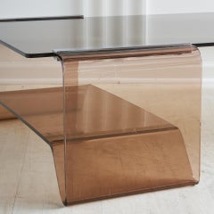 Michel Dumas French Smoked Lucite Bar Cart for Roche Bobois, 1970s