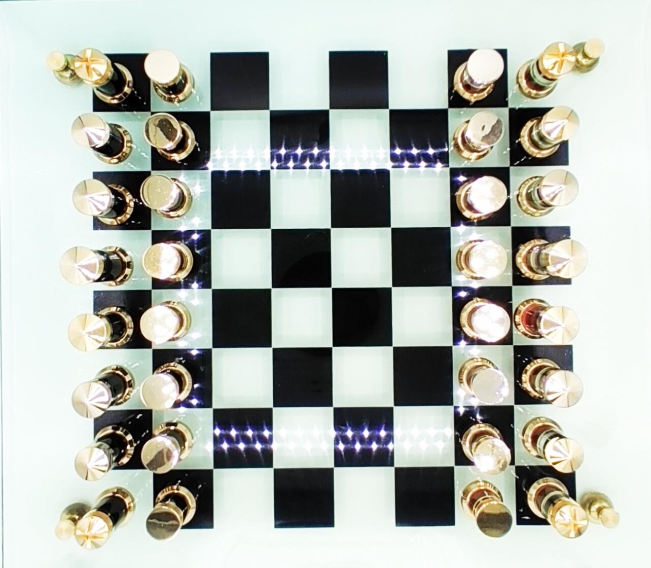 Michel Dumas Lucite and Brass Chess Set, France 1970s 2