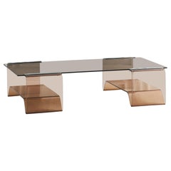 Michel Dumas Lucite Coffee Table with Smoked Glass Top