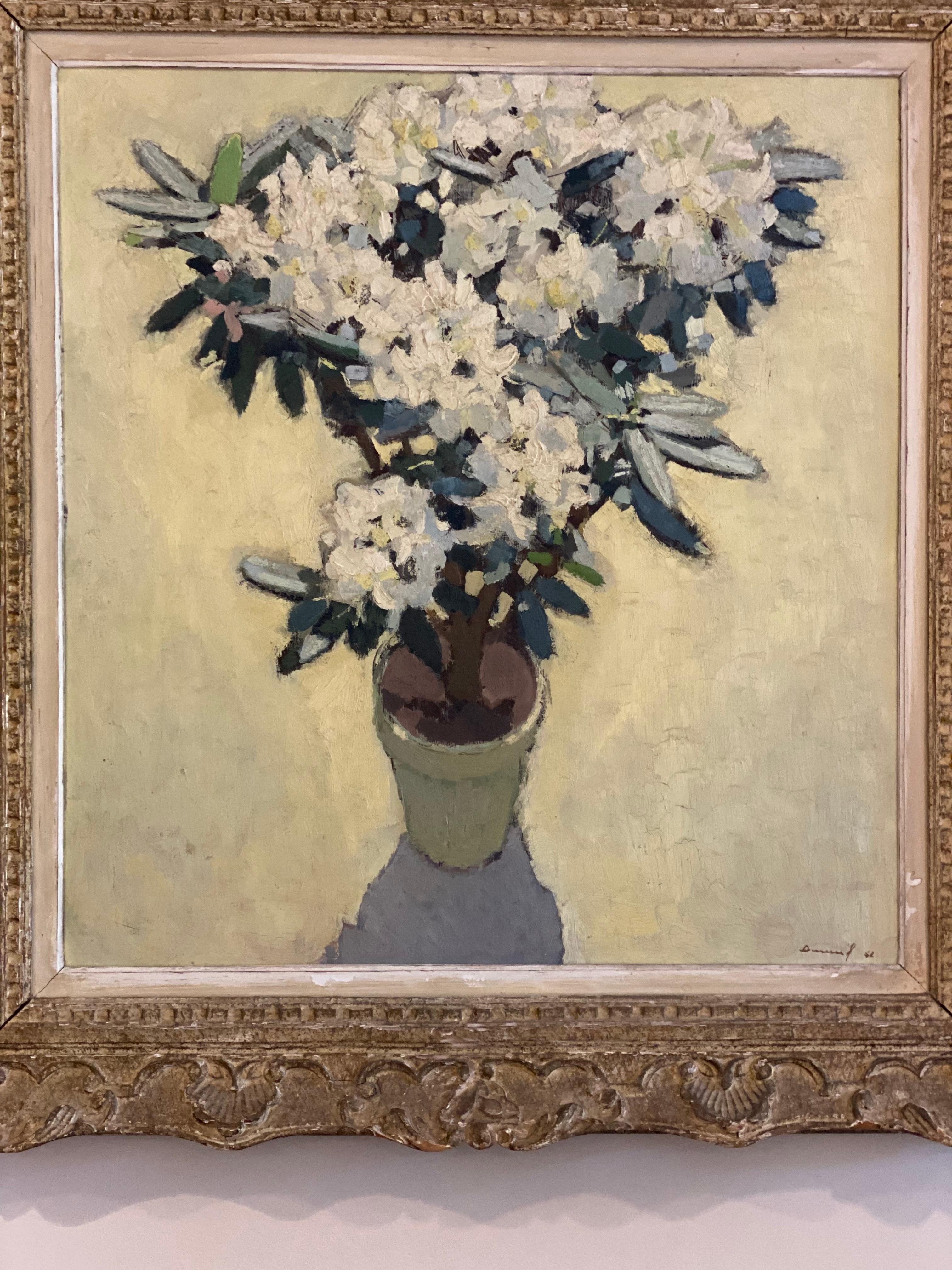 20th Century Michel Dureuil, French, Le Rhododendron, Oil on Canvas, 1952 For Sale