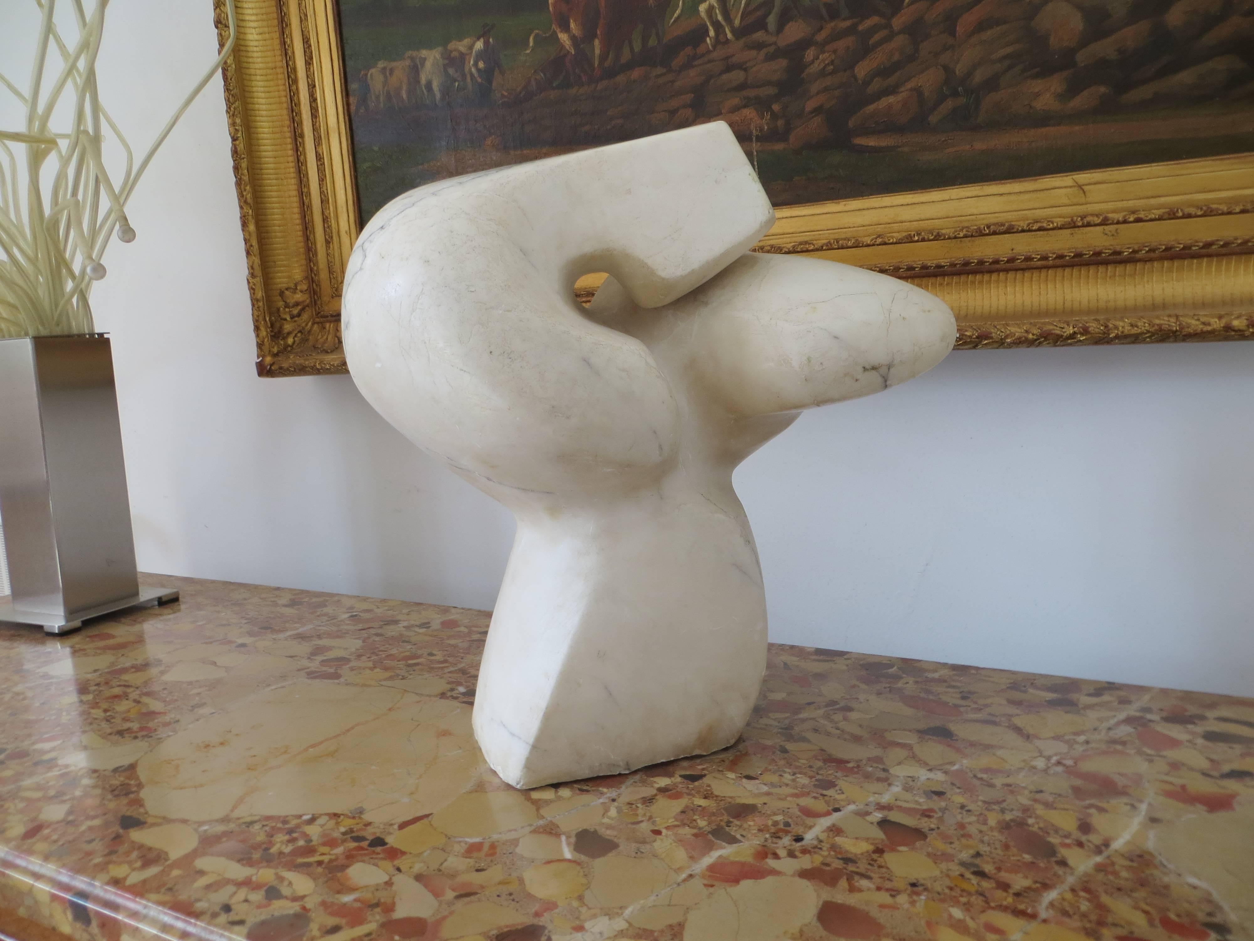 Michel Eliat Abstract Sculpture - Bird Sculpture in Carrare Marble