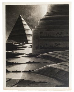 Egyptian Lanscape - Original Mezzotint by Michel Estèbe - Late 1900