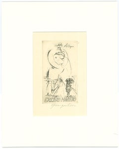 Ex Libris - Allegro Melanconico - Original-Radierung von M. Fingesten - 1930er Jahre
