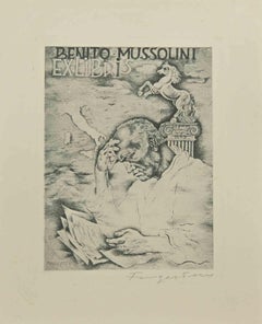 Ex Libris - Benito Mussolini - Acquaforte di Michel Fingesten - Anni '30