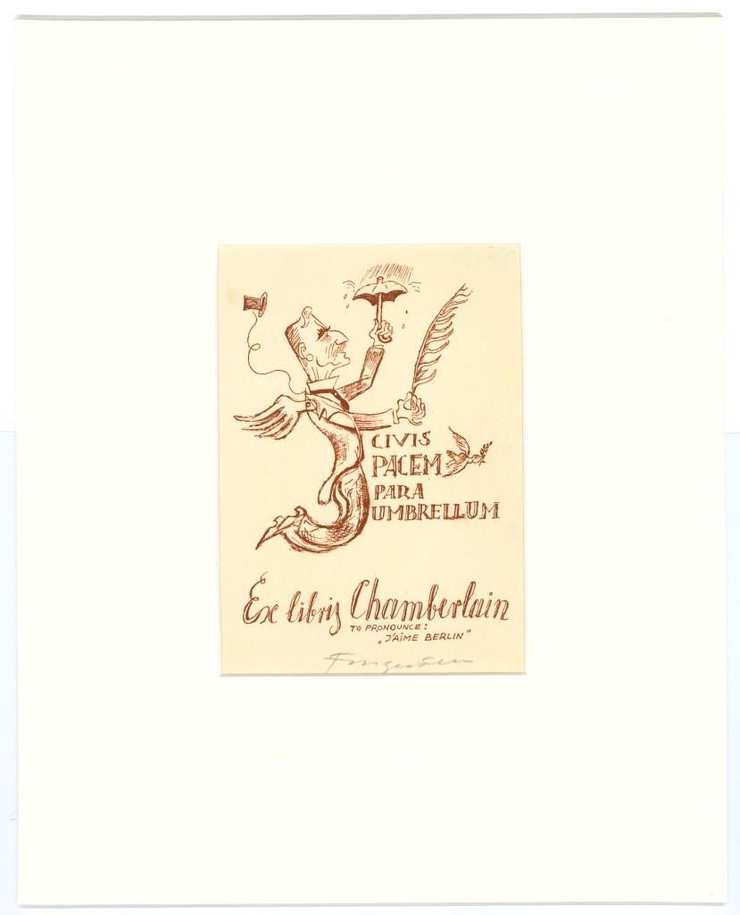 Ex Libris Chamberlain - Etching by Michel Fingesten - 1930s For Sale 1