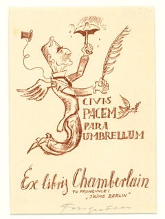 Ex Libris Chamberlain - Etching by Michel Fingesten - 1930s