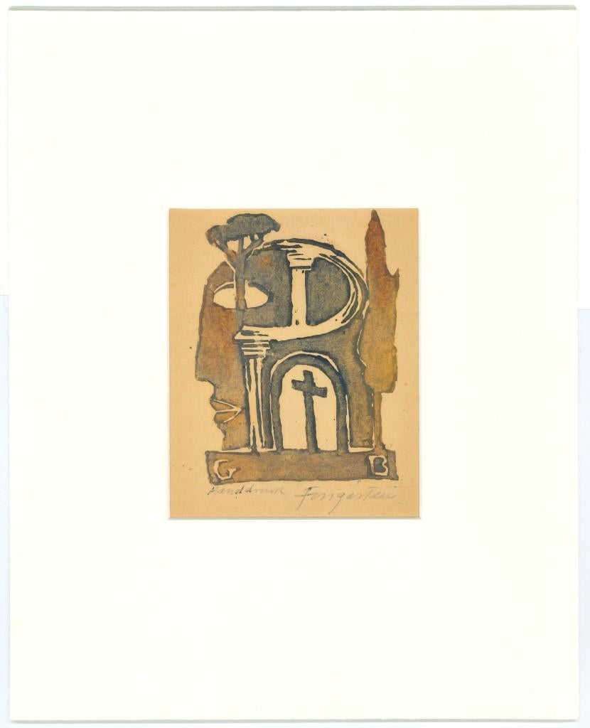 Ex Libris - Cross - Etching by Michel Fingesten - 1930s For Sale 1