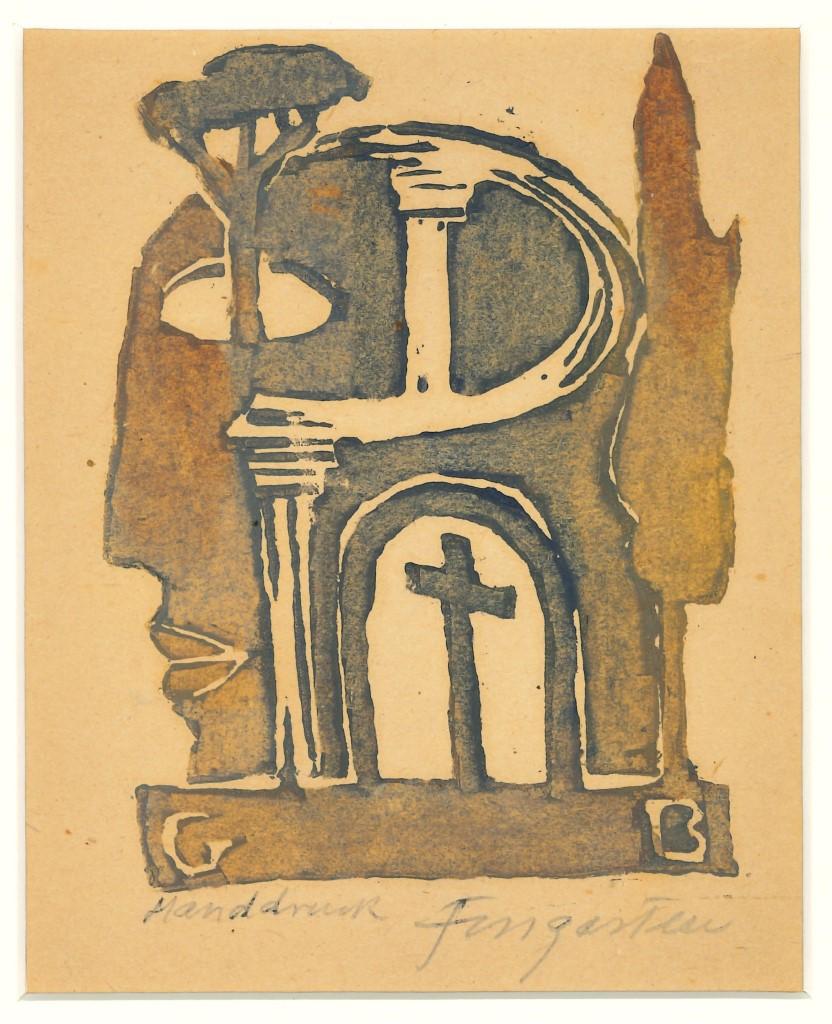 "Ex Libris - Cross"  is a woodcut on ivory-colorated paper by Michel Fingesten,  Early 20th Century. Hand signed and with hand notes in pencil.
In excellent conditions: As good as new.

Abbreviation, G and B, present on the artwork .

Michel
