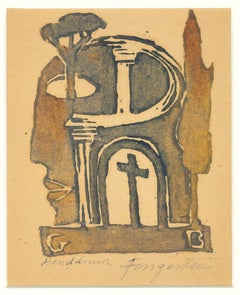 Ex Libris - Cross - Etching by Michel Fingesten - 1930s