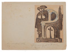 Ex Libris - Croix - gravure sur bois originale de Michel Fingesten - début du XXe siècle