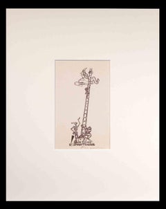 Antique Ex Libris D'Istvan Traurig - Woodcut by Michel Fingesten - 1936