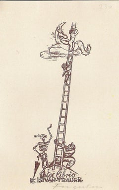 Ex Libris d'Istvan Traurig - Holzschnitt von Michel Fingesten - Anfang des 20.