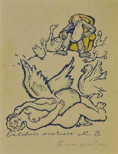 Ex Libris - Eroticis M.B. - Woodcut by Michel Fingesten - 1930s