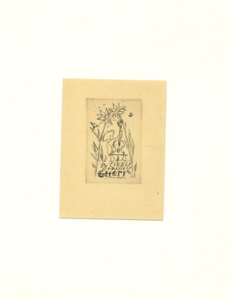 Ex Libris et Musicis Gheri - Radierung von Michel Fingesten - 1930er Jahre im Angebot 1